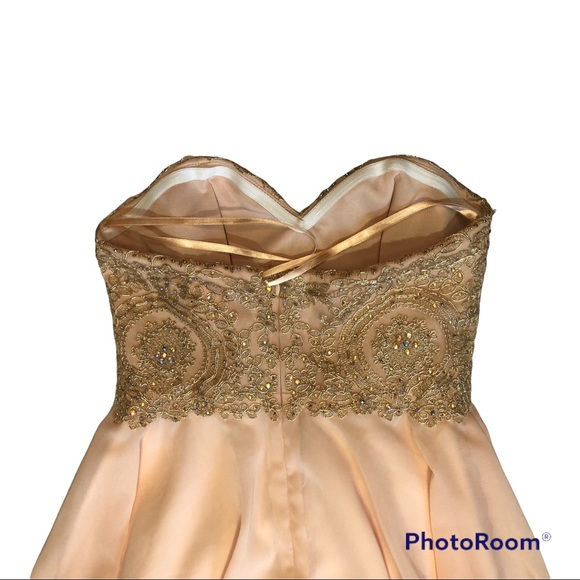 Baby online Dress champagne sweetheart neck lace applique short prom dress Sz S - Picture 7 of 12
